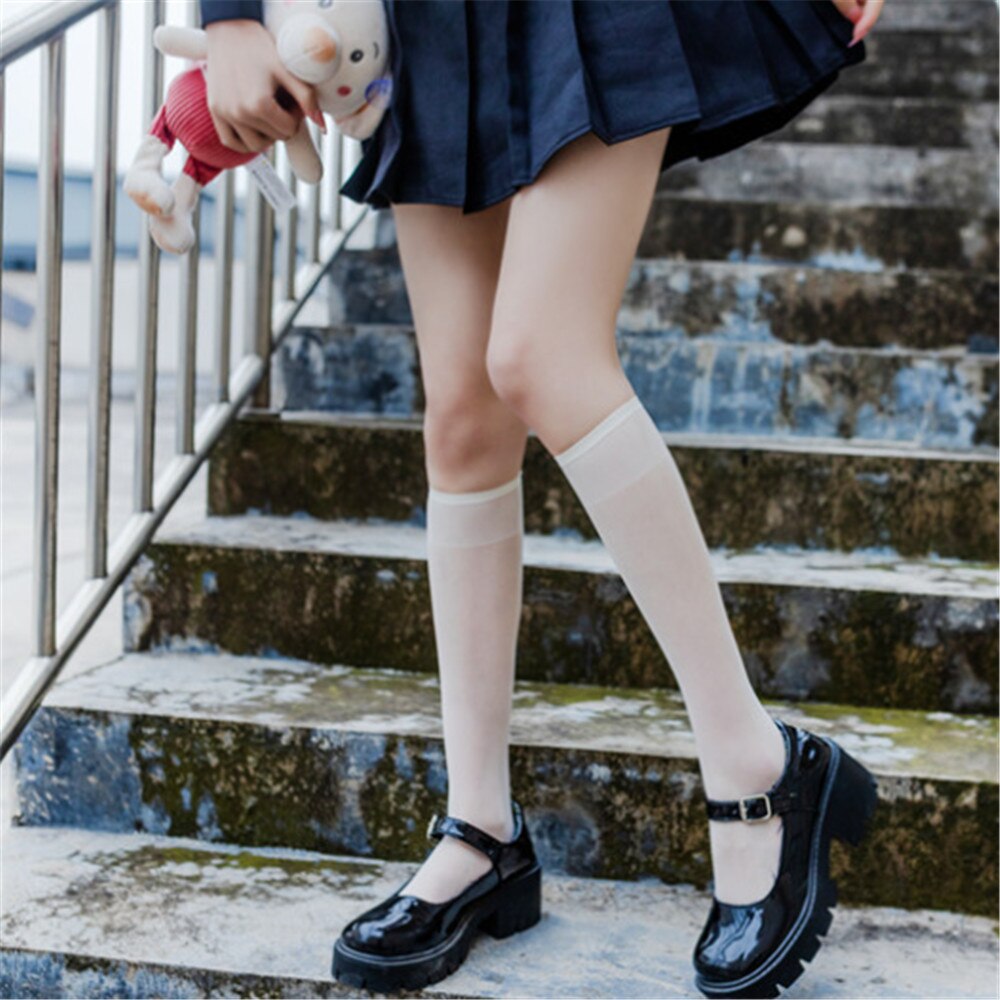 Japanese Jk Uniform Stockings Over the Knee Velvet White Half Calf Stockings Harajuku Knee Stockings