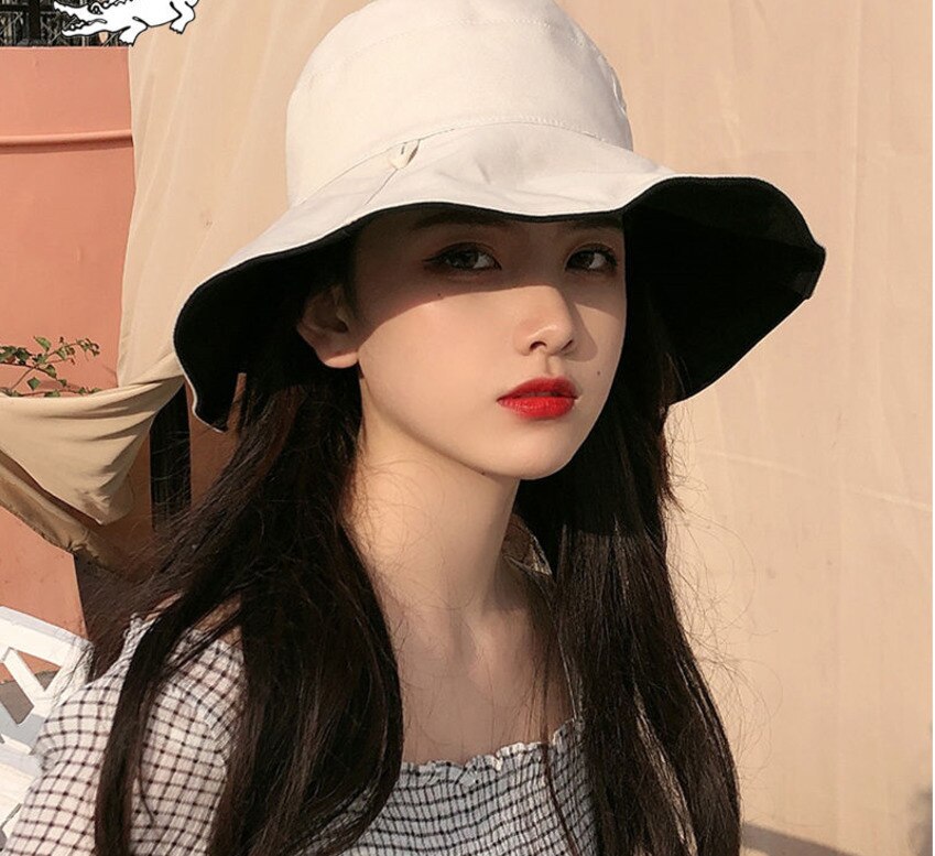 summer hat sun hat foldable sun blockRaffia Bow Sun Hat Wide Brim Floppy Summer Hats For Women Beach hat Double-sided wearable: beige