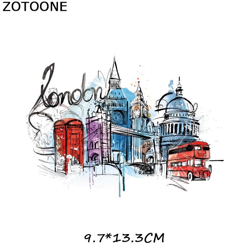 Zotoone Kleurrijke Londen Vrijheidsbeeld Patches Ijzer Op Transfers Voor Kleding T-shirt Diy Kids Camera Stickers Warmteoverdracht: ZT2028