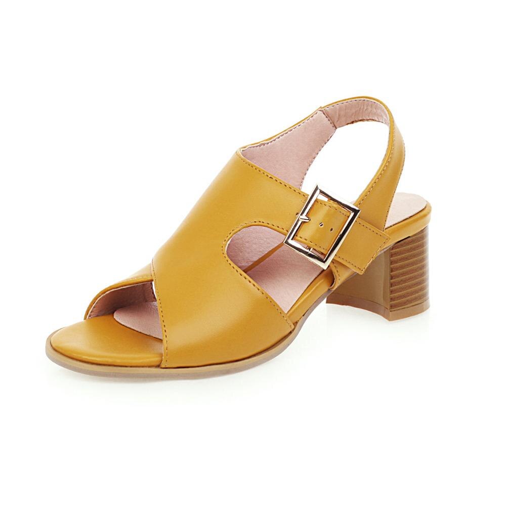 Zomer Vrouwen Sandalen Hoge Hakken Gesp Vis Mond Gladiator Pumps Sexy Ladies Party Schoenen Sandalia Mujer 34 -43: yellow / 5