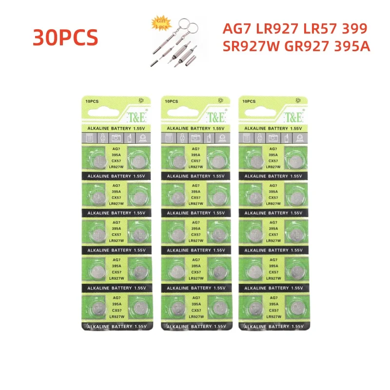 10-100 sztuk bateria AG7 LR927 LR57 SR927W 399 GR927 395A 1.55V ogniwa baterie pastylkowe robić zegarków zabawki zdalne: Złota