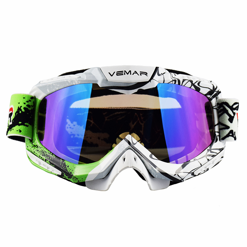 VEMAR Goggles Motorcycle Protective Gears Flexible Cross Helmet Face Mask Motocross Goggles Dirt Bike UTV Eyewear Gear Glasses: QU1026-Green