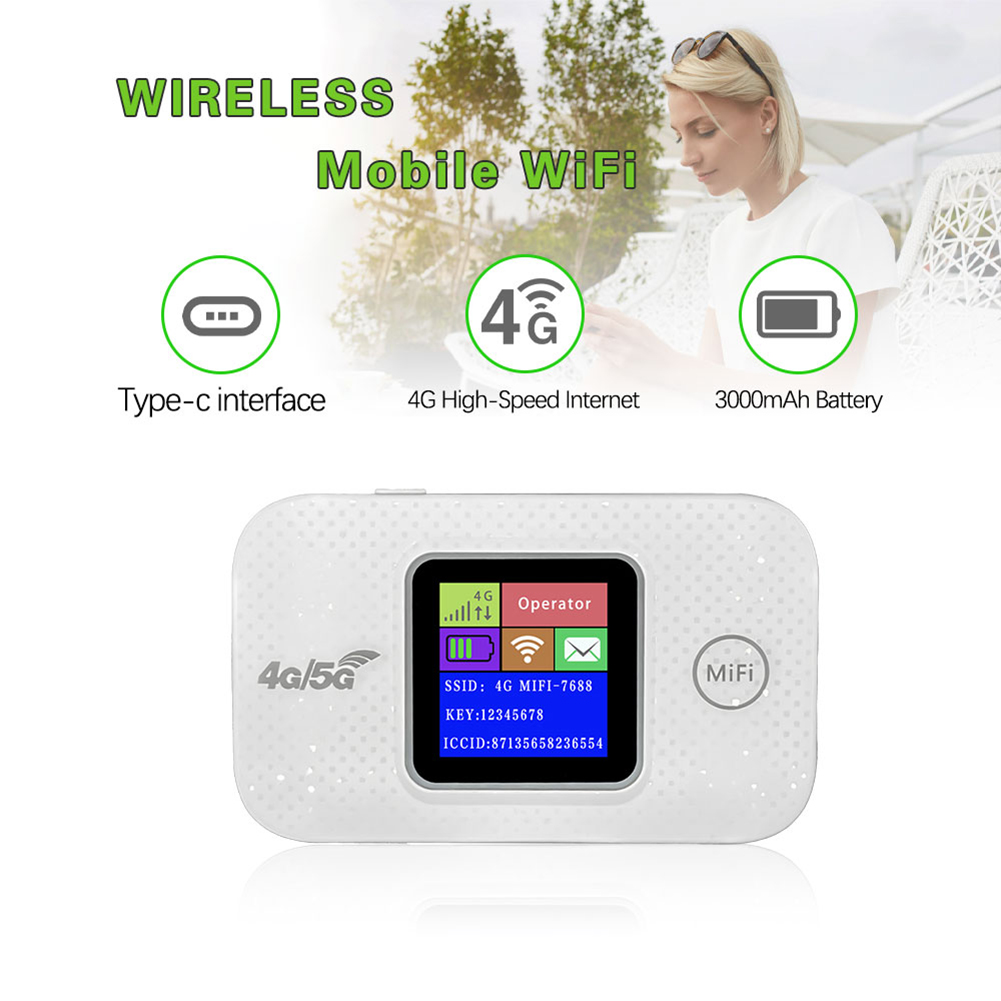 4G LTE Portable WiFi Hotspot 3000mAh 150Mbps Pocket Mobile Hotspot Support 8 To 10 Users with Sim Card Slot Modem Router Type-C