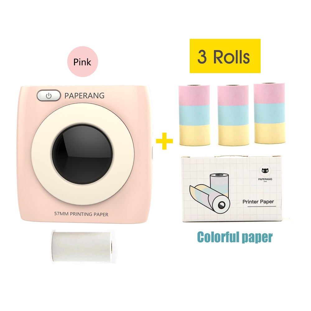 Paperang P2 Pocket Printer 300Dpi Bt Draadloze Printer Draagbare Thermische Printer Voor Foto Compatibel Met Android Ios Windows Mac: Pink-3 Colorful