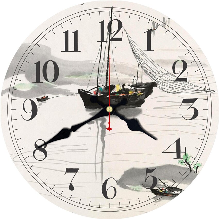 Klassieke Chinese Schilderen Wandklokken Stille Living Studeerkamer Kantoor Home Decor Art Creatieve Grote Klokken Geen Tikkende