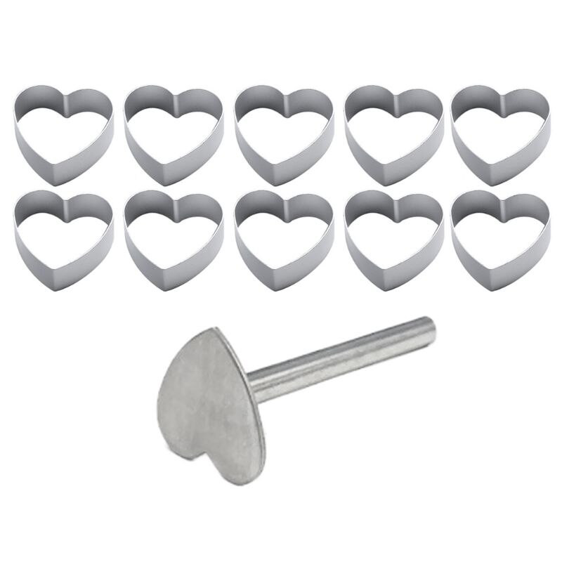 10Pcs Vierkante Rechthoek Ananas Vorm Pie Cake Cookie Mold Biscuit Cutter Pers: Love Heart Shape