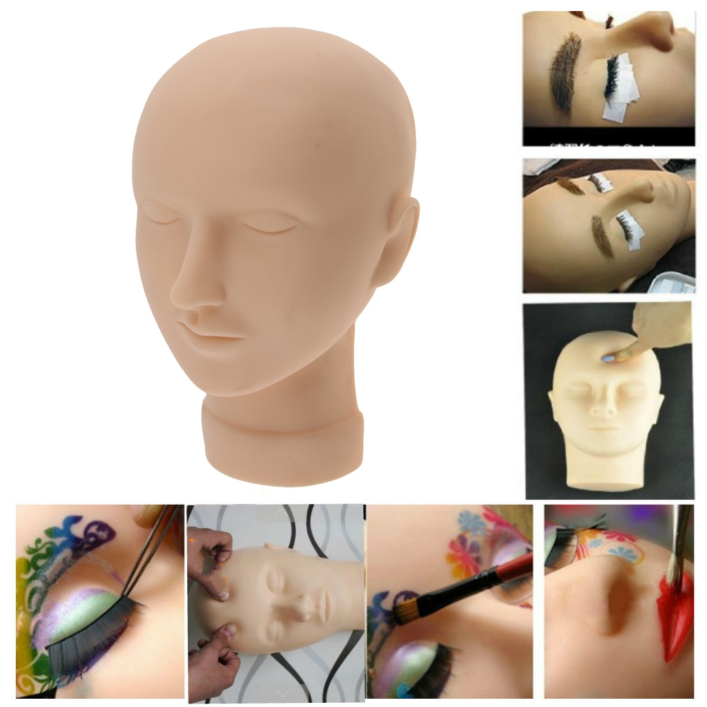 Professionele Zachte Siliconen Massage Training Tool Eyelash Makeup Praktijk Mannequin Hoofd Make Up Oefenpop Pop W/Mount Gat