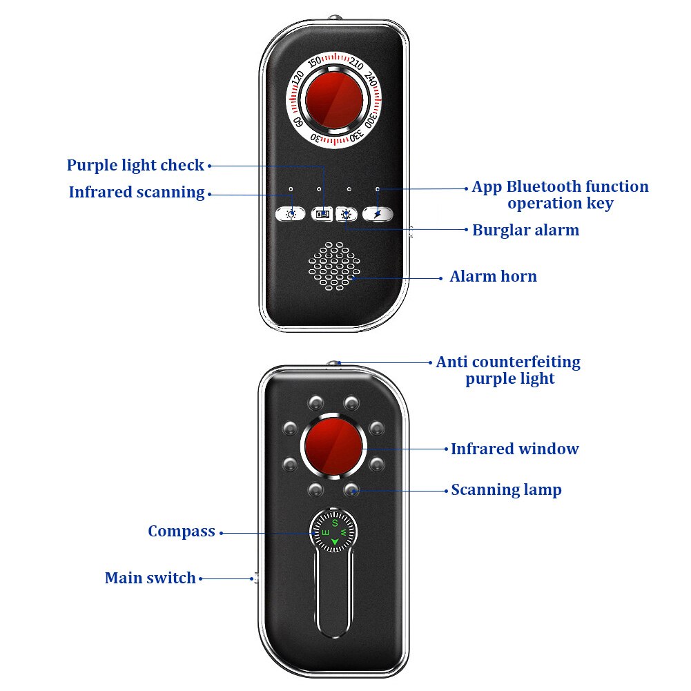 Infravermelho usb recarregável app controle de indução movimento acampamento detector bluetooth anti roubo mini portátil caminhadas hotel ao ar livre