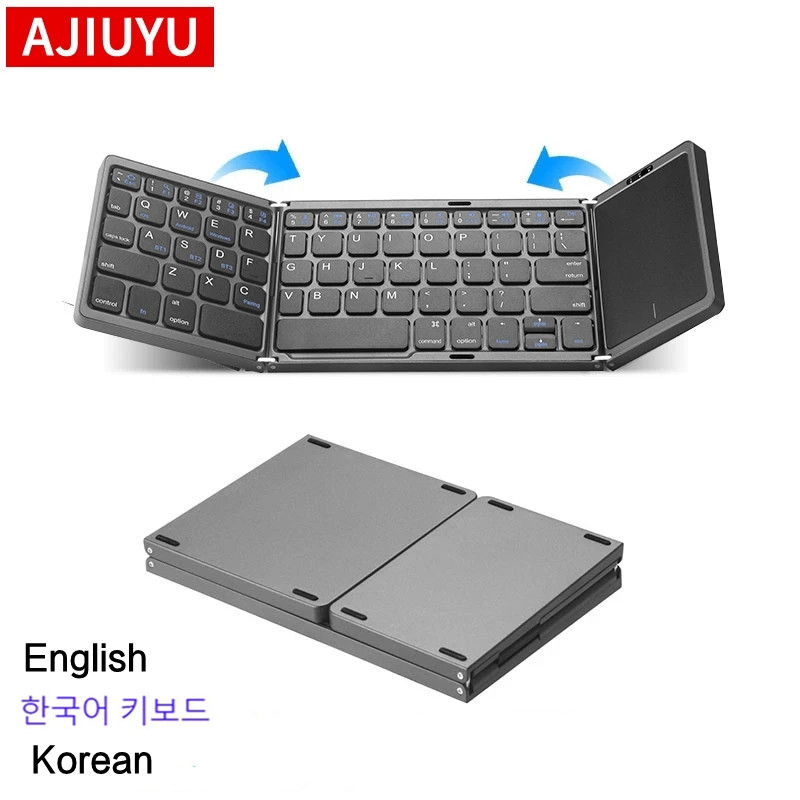 Mini teclado plegable portátil en inglés coreano, teclado inalámbrico Bluetooth para IOS, Android, Windows, iPad, tableta, teléfono한40.