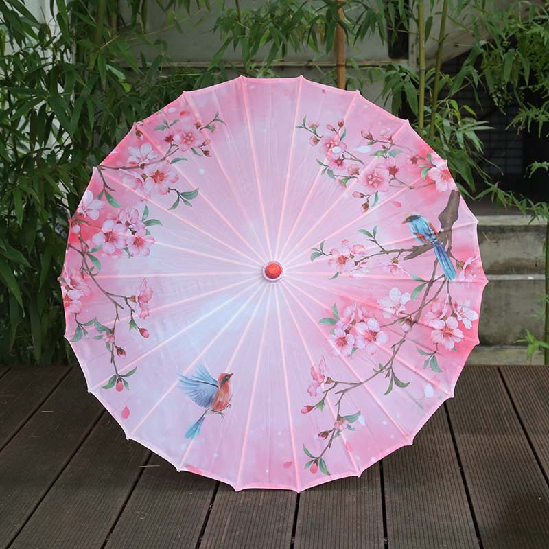 Ancient Style Printed Silk Fabric Tassel Umbrella Decoration Oil Paper Umbrella Hanfu Umbrella Classical Sun Protection Parasol: light green