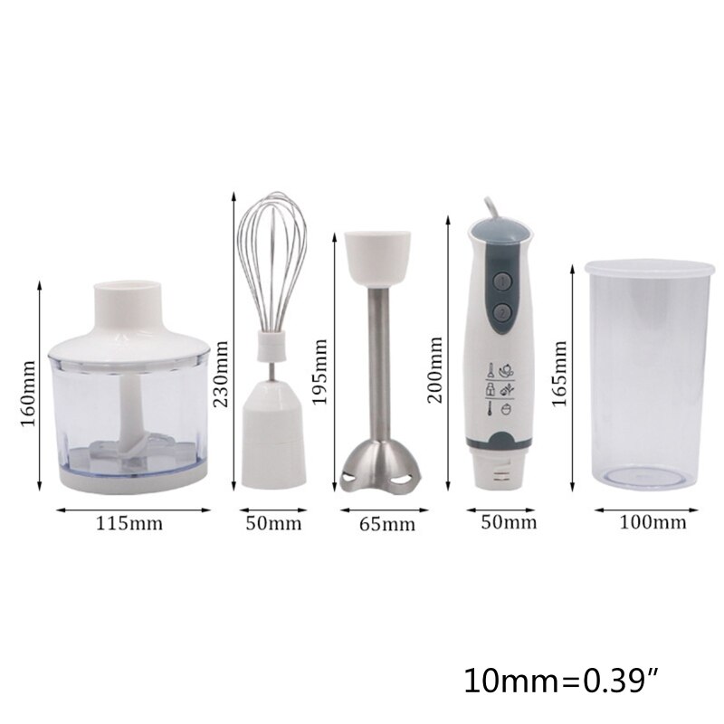 Multifunction 4 in 1 Electric Blender Mixing Stick with Measuring Cup Food Mixer for Smoothie Eggs Meats Food EU Plug