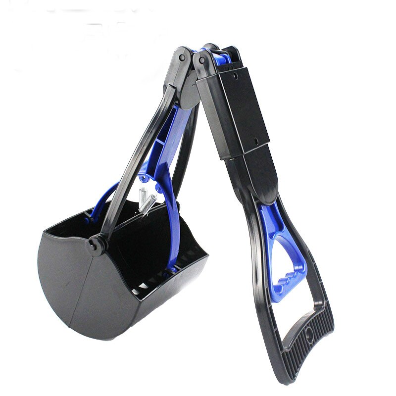 Poepschep voor huisdieren, hondenpoepschep, schep voor huisdierenpoep, opvouwbare schep met lange steel, afvalschep voor honden, schoonmaakgereedschap voor buiten: Blauw vouwen