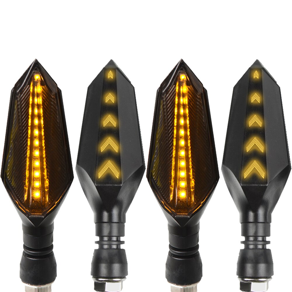 Luces LED universales de 12v para dirección de motocicleta Luz de señal de giro para motocicleta, luces indicadoras de Motor, estilismo de flecha para motocicleta: 2 pair yellow yellow