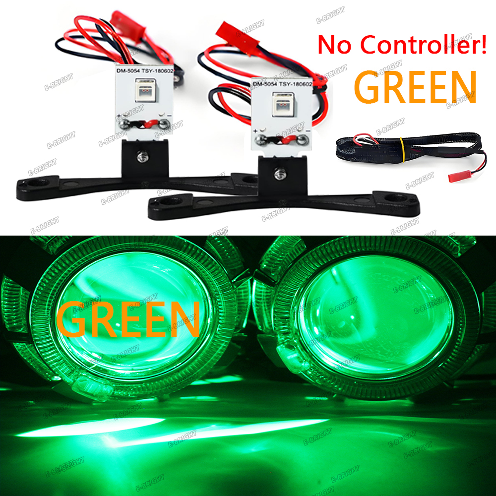 Ojos de Ángel demonio 2P, ojos malvados, Control por aplicación RGB para lente de proyecto de xenón de 2,5 pulgadas y 2,8 pulgadas, faro de Motor para coche, luz decorativa de luz diurna: green