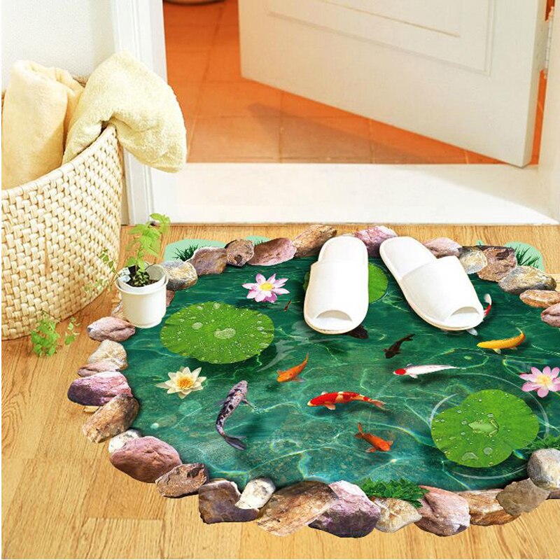 3D Zauberstab Aufkleber Kreative Lotus Fisch Teich Boden Aufkleber Wandmalereien für Schlecht freundlicher Schlafzimmer Vordere boden wohnzimmer Dekorationen