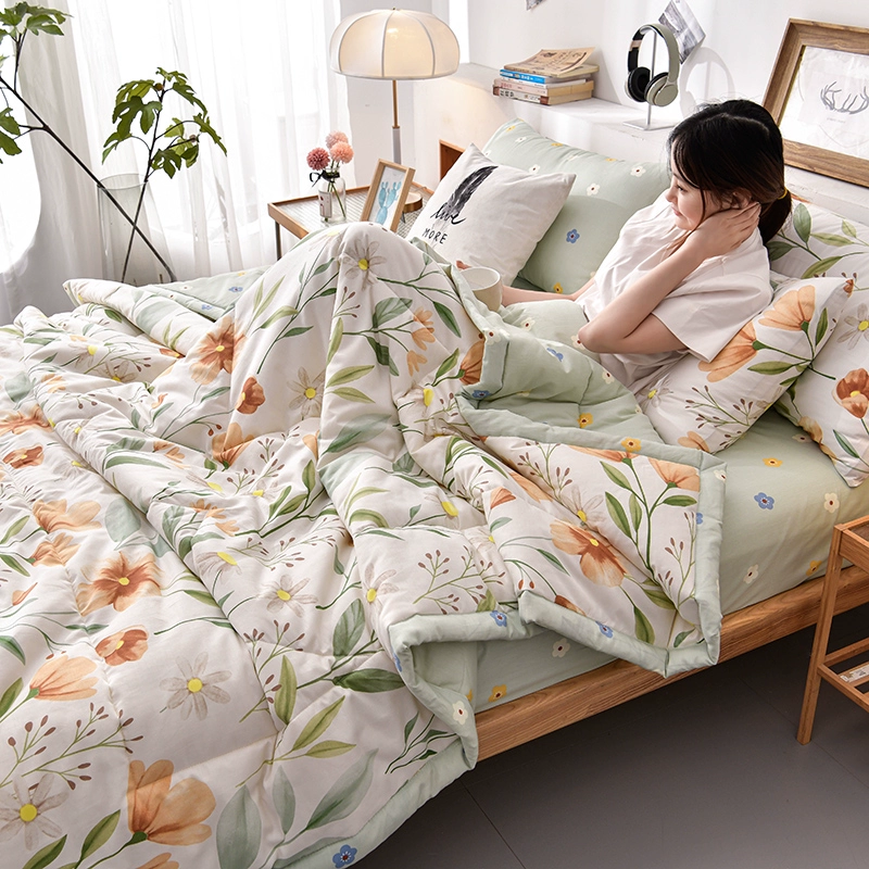 Summer Cooling Quilt Blankets Skin-friendly Washable Air Condition Comforter Pastoral Style Flowers Lightweight Blankets 여름 이불