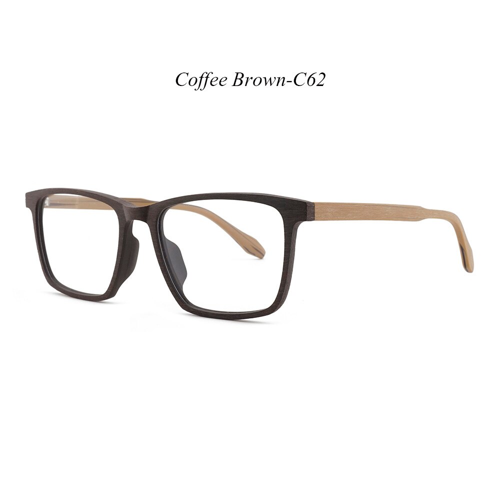 HDCRAFTER Optical Prescription Glasses Frame Men Wood Myopia Progressive Eyeglasses Frame Clear Transparent Spectacles Eyewear: C62