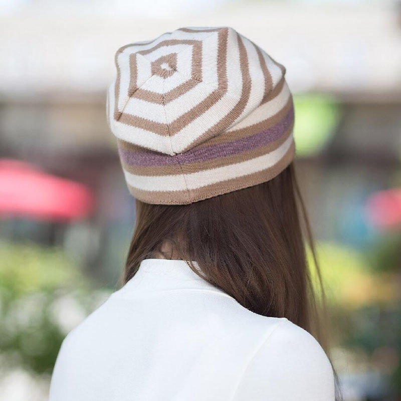 Bingyuanhaoxuan populære luer dameluer til vår og høst strikket med ullstripe strikkede luer gorros