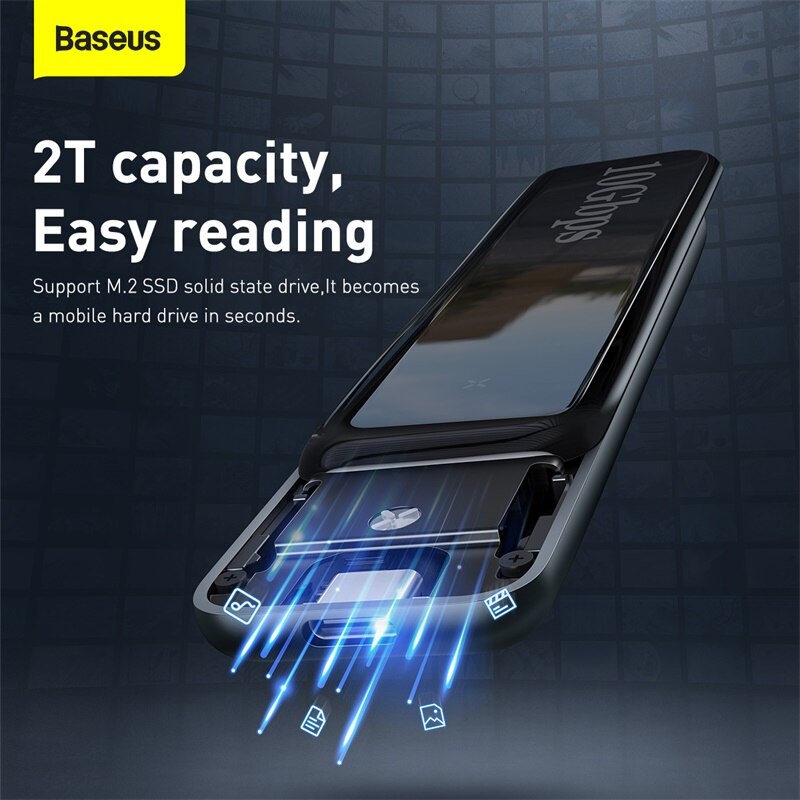 Baseus M2 SSD Case NVME SSD Enclosure SATA To USB Type C 3.1 SSD Disk Case 10Gbps M.2 NGFF SATA M/B Key External Hard Drive Box