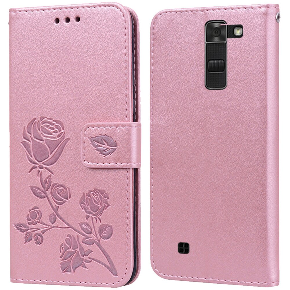 Luksusowe skórzane etui Book Case z klapką do LG K7 M1 Tribute 5 X210 X210DS MS330 LS675 róża kwiecisty portfel etui z podstawką pokrowiec na telefon coque