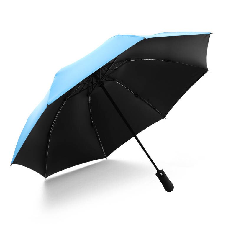 Solid Color Fully Automatic Folding Umbrella Business Gentleman An Open Short Handle Umbrella: Sky blue