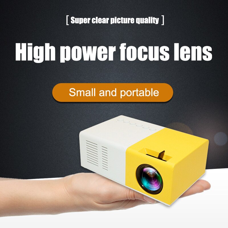 Projector Mini Portable Home Theater Office HD 1080P Entertainment Built-in Speaker