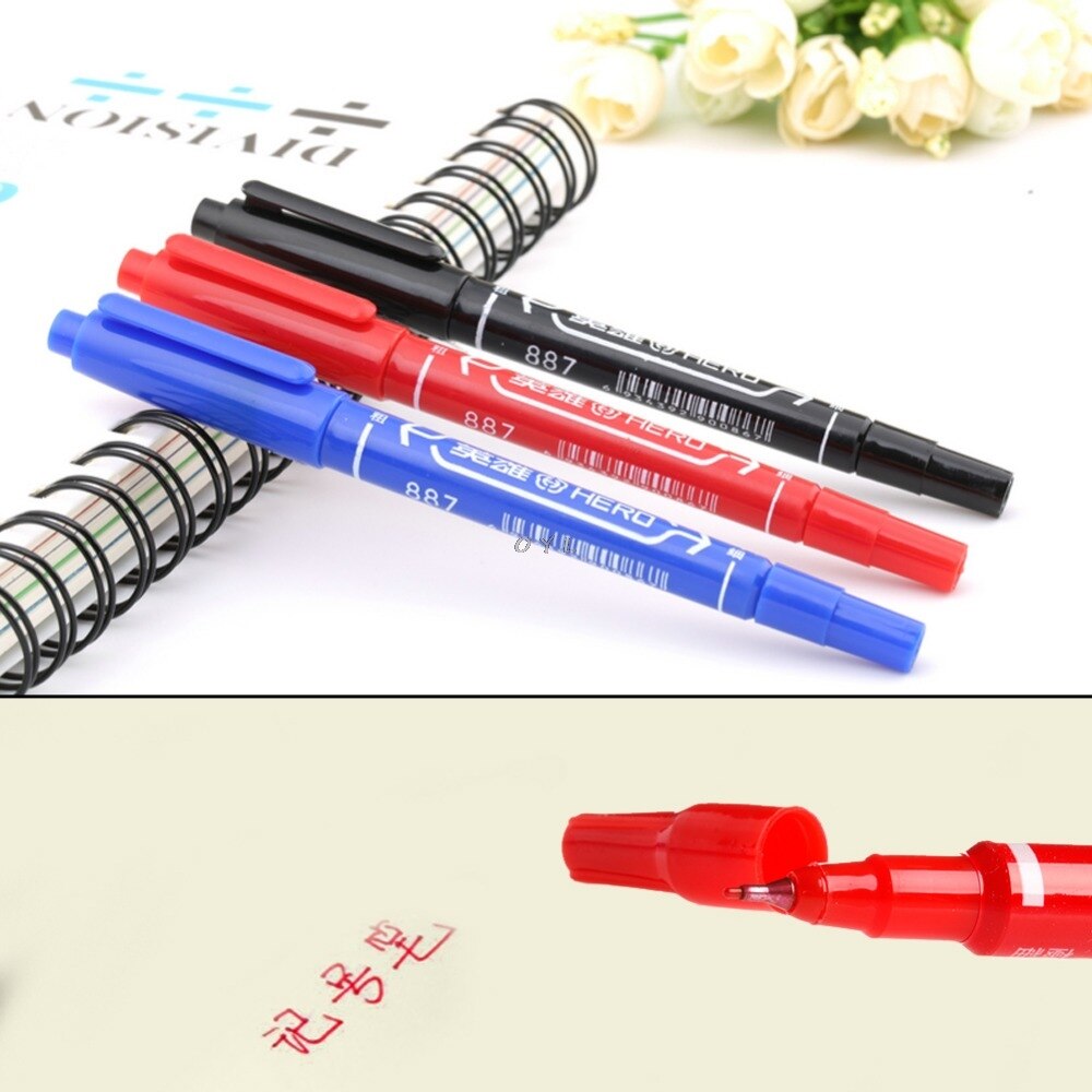 Permanent Marker Doubled Headed Hook Line Fine/Thick Pen Ink Tool Waterproof