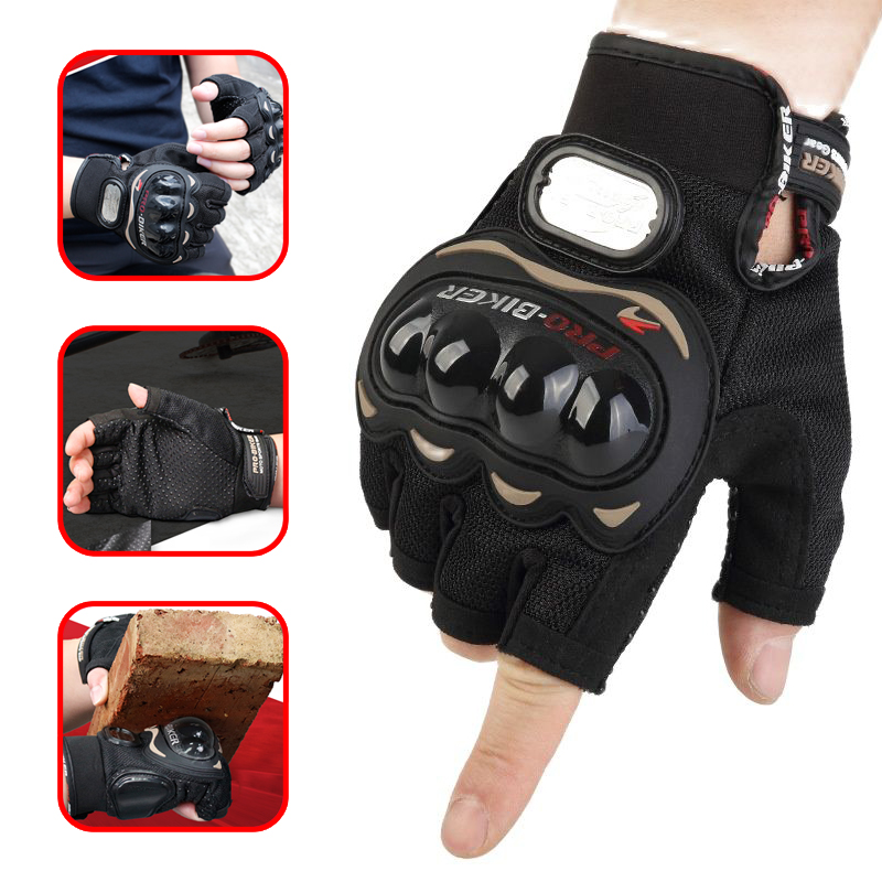PRO-BIKER guantes de motocicleta para montar medio dedo Touring Chopper Scooter calle engranajes protectores guantes de tela de malla