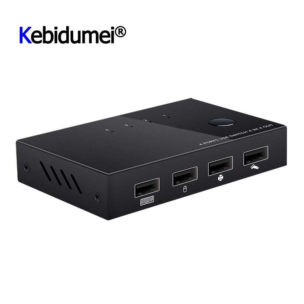 USB 2.0 KVM Switch Box 4 Port Video Display USB Switch KVM Switcher Splitter Box For 4 PC Sharing Printer Keyboard Mouse KVM