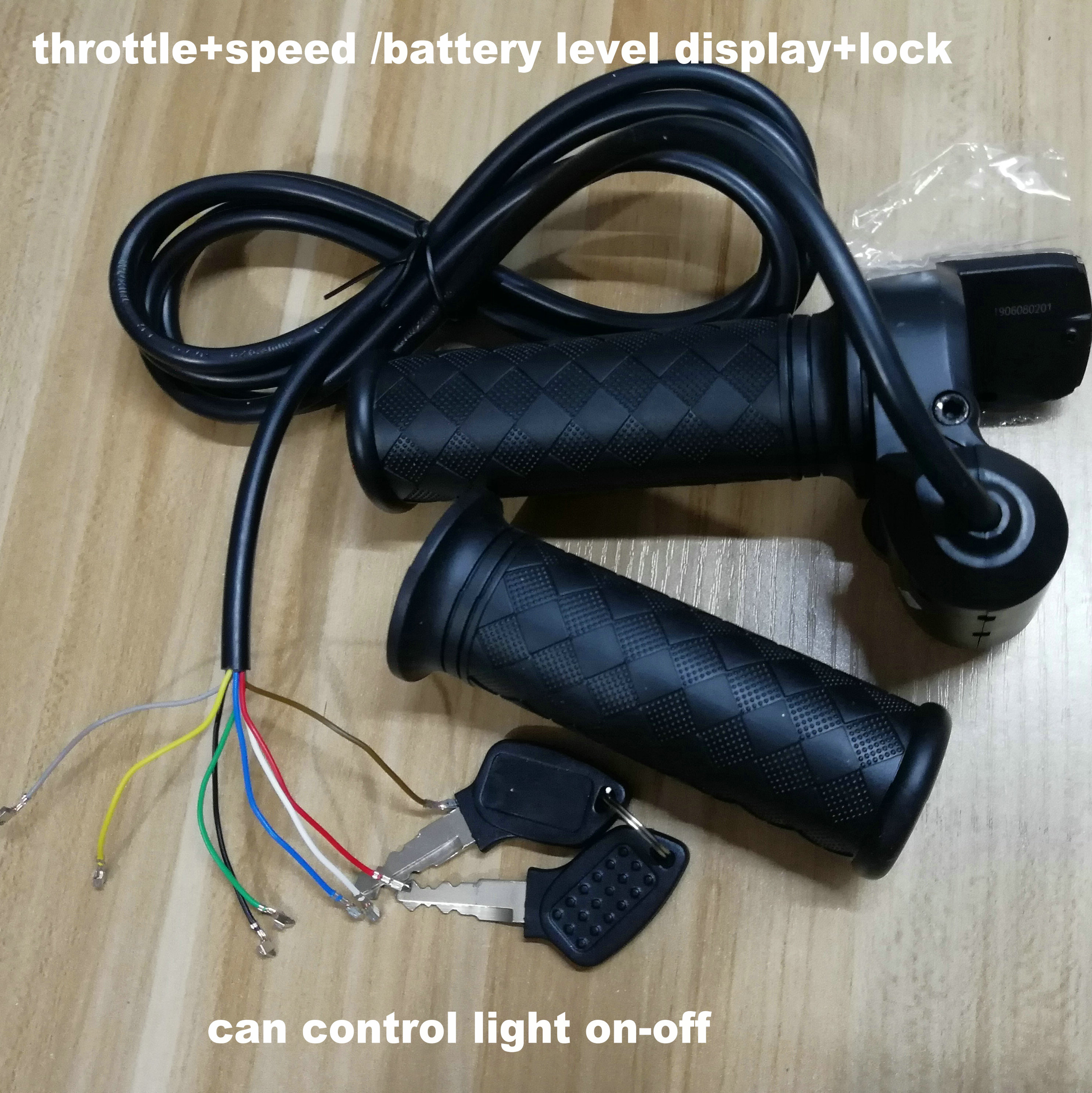 speedometer 24v36v48v/power speed/battery level/light indicator+lock+twist throttle/electric bike scooter part tricycle MTB grip