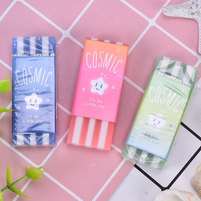 Star Jelly Stripe Korean Pencil Rubber Erasers Stationery School Student Eraser Supplies 2.5cn*6cm