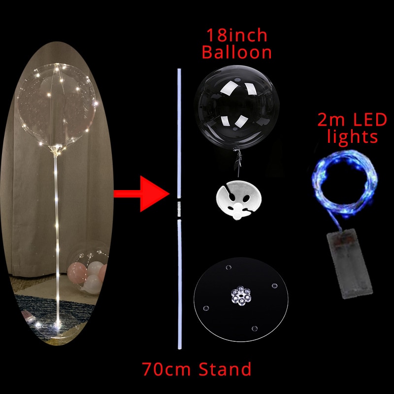1 set ballonger kolonnstativ bågstativ hemfest led konfettiballonger med basklämmor bröllopsdekoration ballonghållare pinne: 2m led lampor set 4