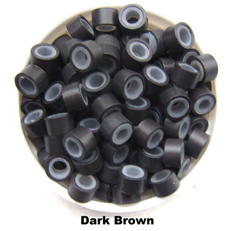 1000pcs 5.0mm Silicone Micro Ring Aluminium Micro Silicone Rings/Links/Beads Hair Extensions Tools For Human Hair: Dark Brown