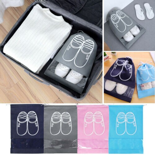 2 Sizes Waterproof Shoes Bag Travel Portable Shoe Storage Bag Organize Tote Drawstring Bag Dolap Organizer Non-Woven Organizador