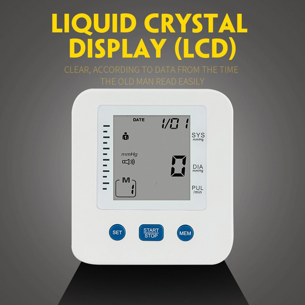 Esfigmomanómetro electrónico automático tipo brazo, esfigmomanómetro en inglés sin voz, pantalla Digital LCD
