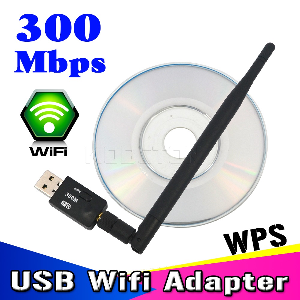KEBETEME haute vitesse 300 Mbps Mini sans fil USB WiFi adaptateur carte lan avec antenne externe et bouton de fonction WPS pour ordinateur portable