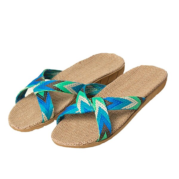 Sommer sportssko til kvinder strand sandaler unisex mænd udendørs sko hør krydsbælte strand sandaler sneakers: Grøn / 10.5
