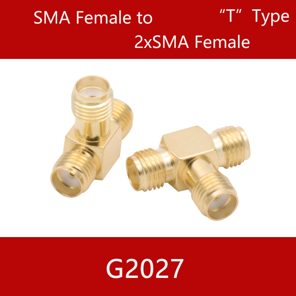 Conector SMA a SMA macho hembra RP SMA a SMA macho RPSMA, convertidor de adaptador RF de 3 vías de ángulo recto: G2027