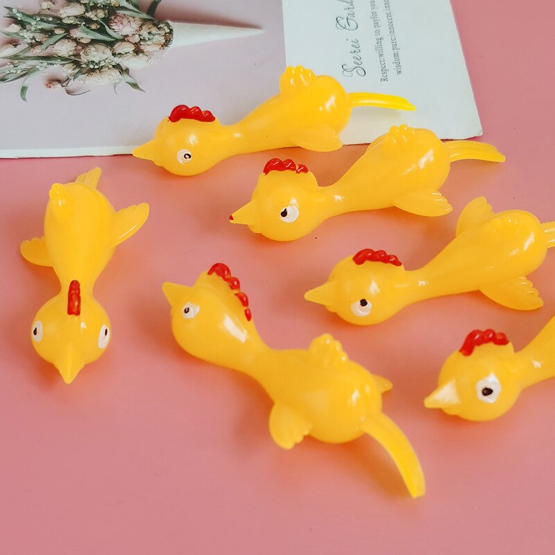 5Pcs/10Pcs Grappig Lachen Rubber Kip Stretchy Vliegende Turkije Vinger Vogels Kleverige Willekeurige Kleur Novelty Gags & praktische Grap Speelgoed: 10Pcs