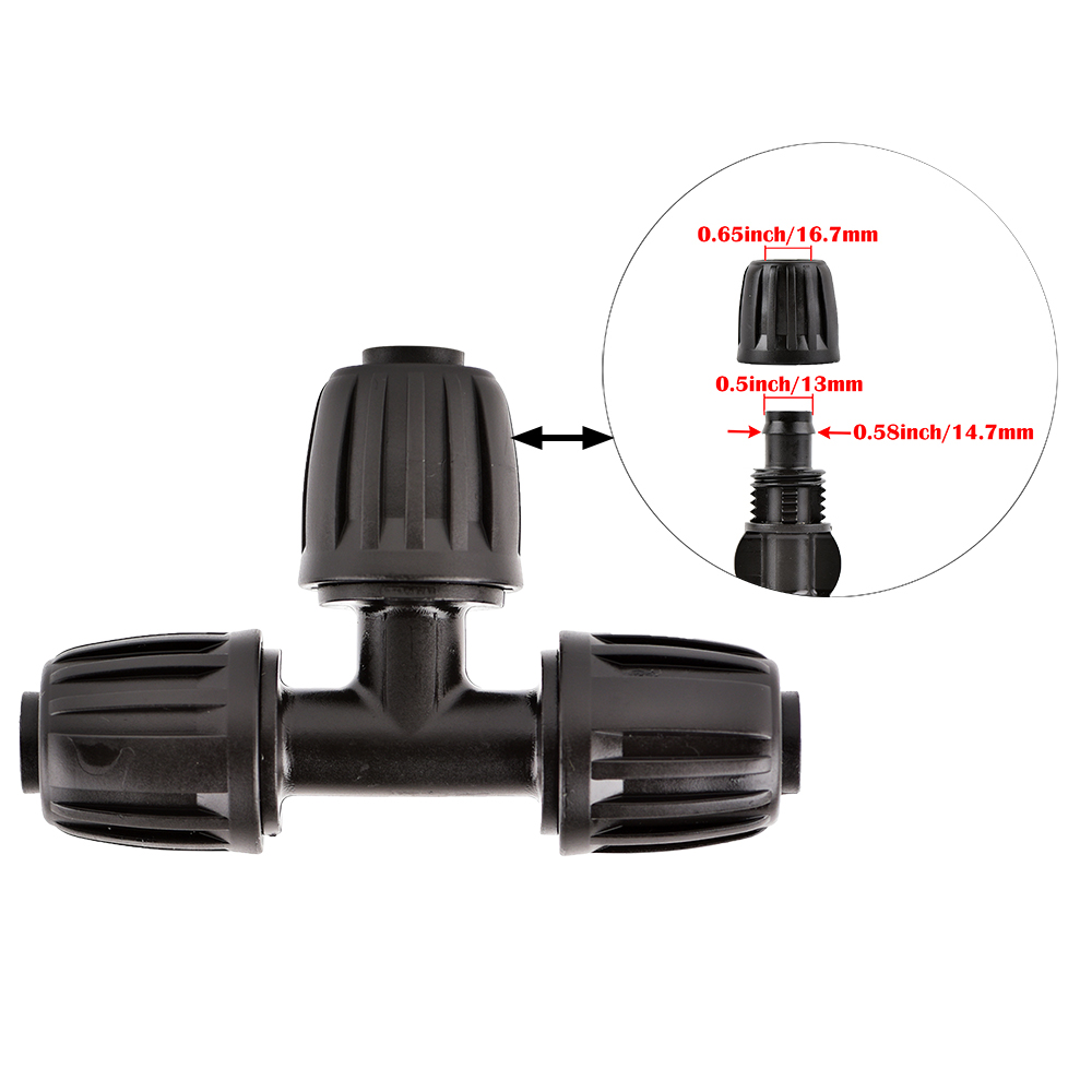 16mm 1/2 ''złącze rurowe PE rozdzielacz trójnik złączka gwintowana blokada do węża 4/7mm podlewanie ogrodu nawadnianie kroplowe: Czerwony / 1/2''