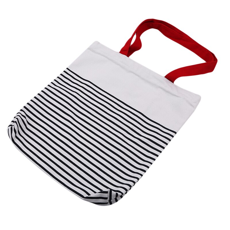 Sac de transport d'épaule de sac à provisions de toile de rayure de coton sac réutilisable d'eco petit sac à provisions à glissière: Red shoulder strap