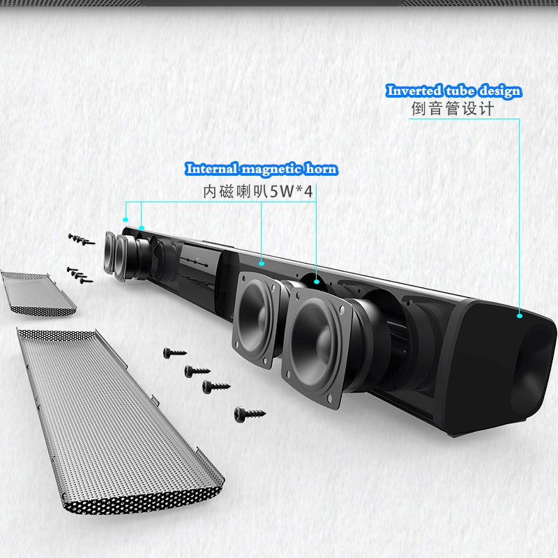 20W TV Sound Bar Wired and Wireless Bluetooth Home Surround SoundBar for PC Theater TV Speaker