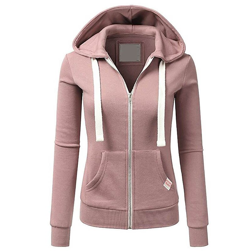 Ranberone – veste de sport à capuche pour femme, sweat-shirt à manches longues, fermeture éclair, couleur unie: S / Pink
