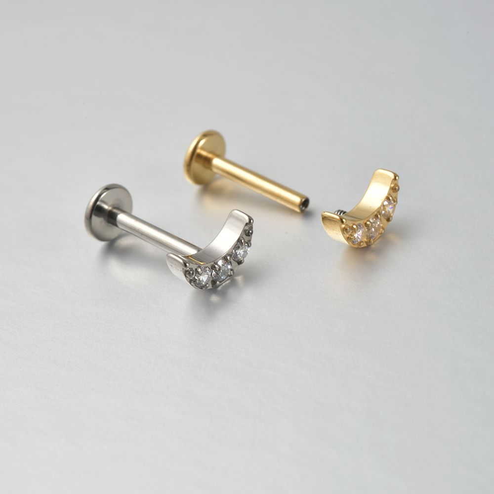 1PC G23 solidny tytan nożyce wąż chrząstka kolczyki Stud 16G gwint wewnętrzny cyrkon Helix ucho Tragus Piercing biżuteria: Black / Platerowane w kolorze black gun