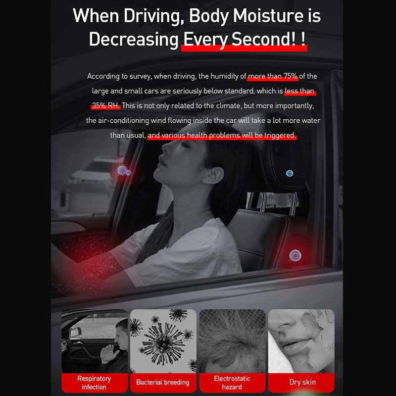 Humidificador de aire para coche, purificador de aire con USB, 300ml, nano pulverizador silencioso, herramienta de para el cuidado del aire