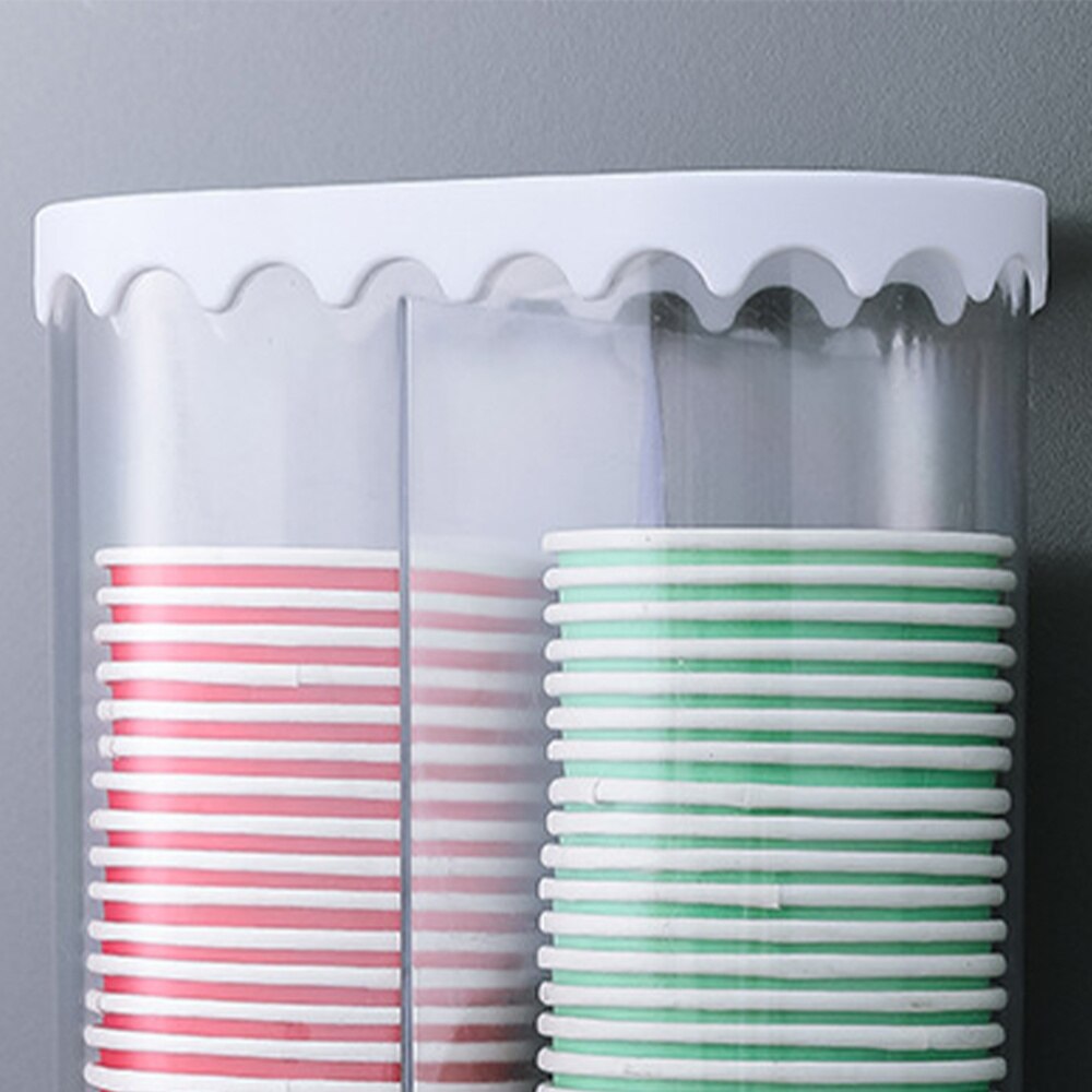 Wall Mount Single Water Cup Dispenser Type Disposable Paper Cup Dispenser Beverage Cup Holder (White)