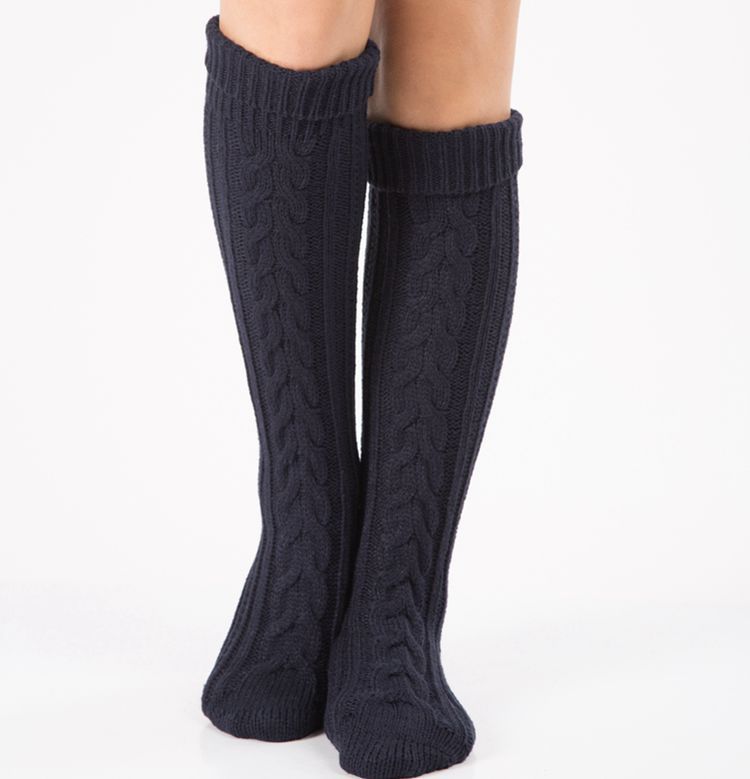 1 par dame manchetter toppers strik benstøvle knæhøje benvarmere sokker strikkede damestøvlestrømper: Farve 4