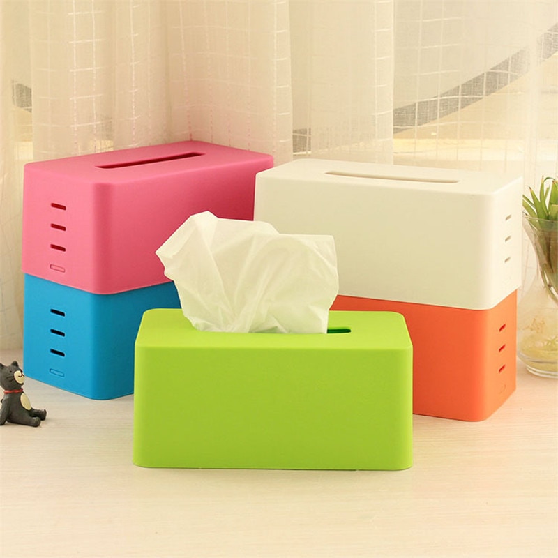 Colorful Plastic Tissue Box Modern Paper with Oak Home Car Napkins Holder Case Home Organizer Decoration Tool Paper Storage Tray