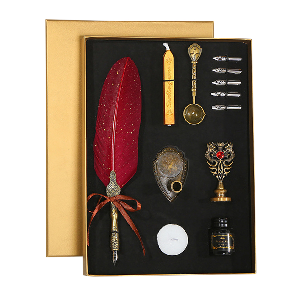 Kalligrafie Veer Dip Pen Schrijven Inkt Set Briefpapier Box Met 5 Nib Bruiloft Quill Pen Desi Fontein Bruiloft Pennen: 03