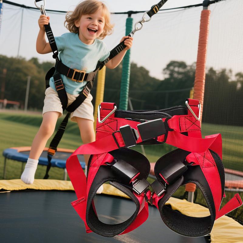Adjustable trampoline safety harness for children, double buckle, waist belt, thick cushion support, , 160 lb weight limit